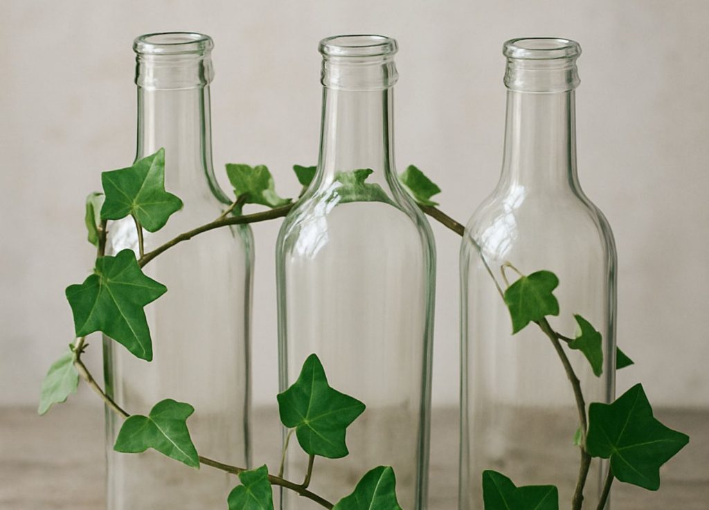Glass bottles with creeper